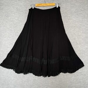 Vintage Y2K Skirt Black Plus Size Medium Lace Broomstick Whimsigoth Witchy Fairy